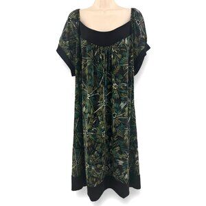 Size 22W 3X FALL FLORAL‎ SCOOP NECK SHIFT DRESS Boho Peasant Tunic Western PLUS